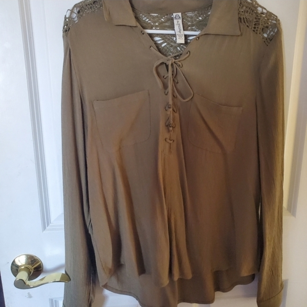 American Rag Tan Lace-Up Blouse